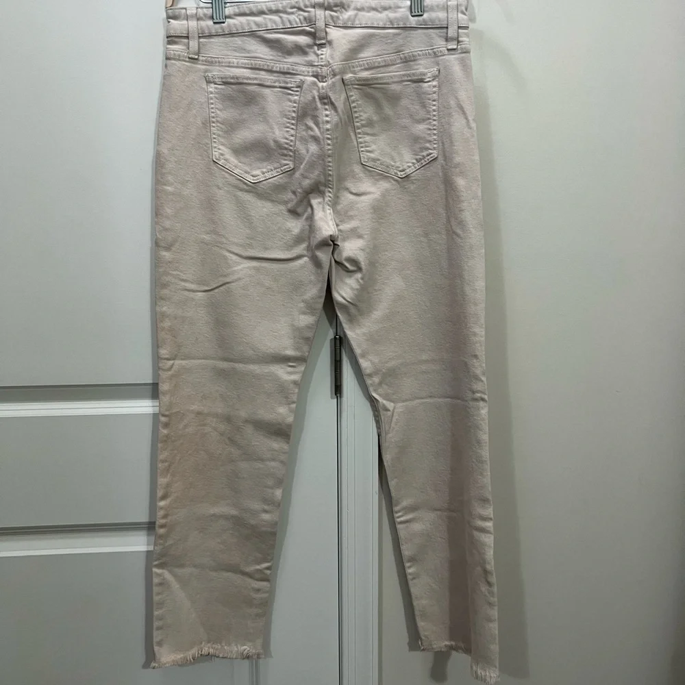 FLAWED Joe’s Jeans White Lara Mid Rise Cigarette Ankle Cut Hem Jeans 32 $168 - Picture 4 of 7